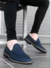 Mocasini barbati albastri, tapla subtire, piele eco, comozi 12219 N0-3